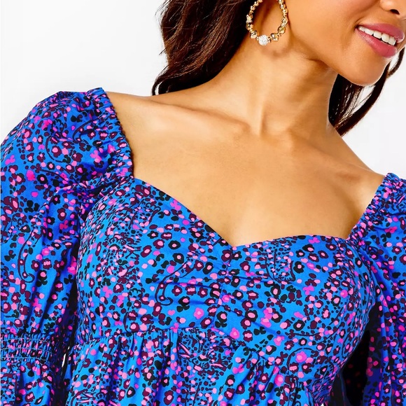 NWT Lily Pulitzer Preslee Babydoll smocked top in size 16 - Picture 3 of 4